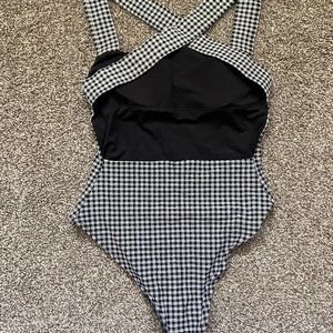 Gingham black and white One-piece swimsuit